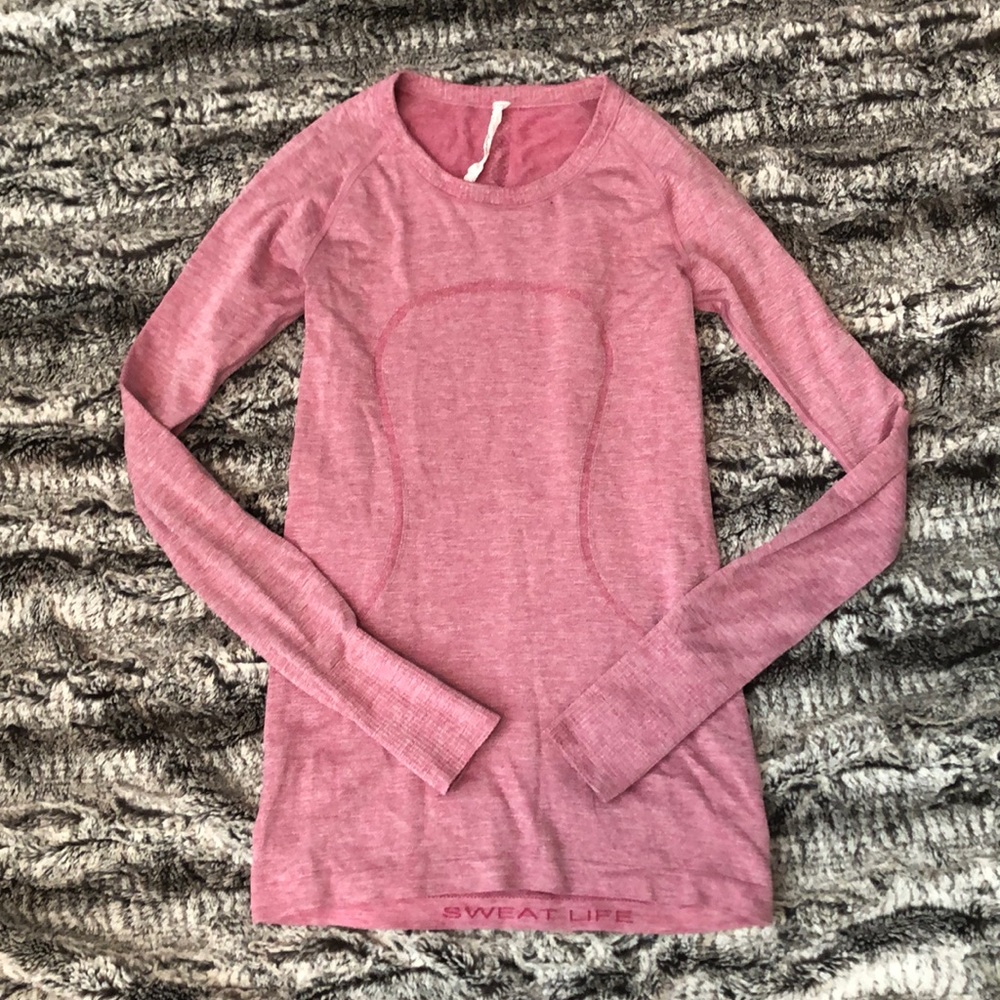 Lululemon Swiftly Tech LS Sz 6 (pink sparkle)